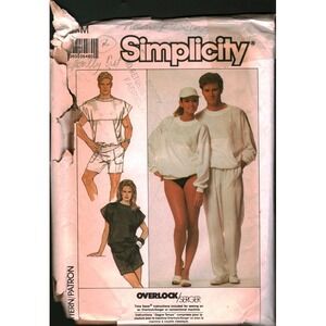 Vintage Simplicity 8631 Sewing Pattern 80s Men Women Top Pants Shorts Size Small